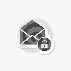 Secure mail sticker. Mailing envelope locked with padlock