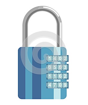 Secure metal lock with numeric code and blue corpus