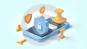 A secure mobile device with security icons