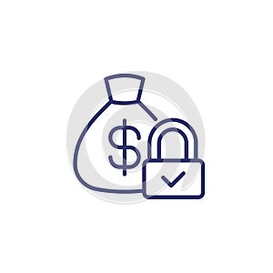 secure money line icon on white