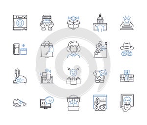 Secure nerk line icons collection. Encryption, Firewall, Protection, Cybersecurity, Authentication, Firewall, Breach
