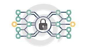 Secure Network Blockchain Icon, Data Protection, vector design Generative AI