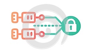 Secure Network Link: Encrypted Data Connection Cybersecurity, vector design Generative AI