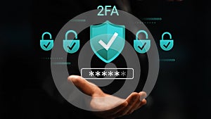 Secure Online Authentication Concept with Two-Factor Authentication Symbol on Dark Background Representing Digital