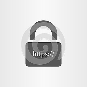 Secure online connection icon and http text line icon isolated