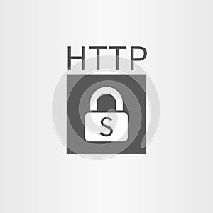 Secure online connection icon and http text line icon isolated