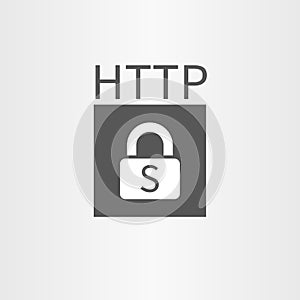 Secure online connection icon and http text line icon isolated