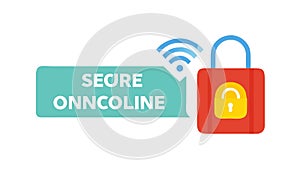 Secure online connection with lock and Wi-Fi, symbolizing data privacy, vector design Generative AI