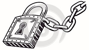 Secure Padlock & Chain: Symbol of Protection, vector design Generative AI