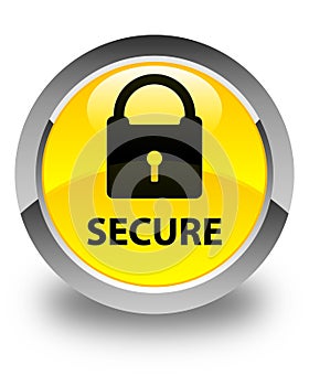 Secure (padlock icon) glossy yellow round button
