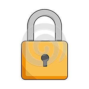 Secure padlock icon. Safety lock symbol. Privacy protection. Yellow and grey color. Vector illustration. EPS 10.