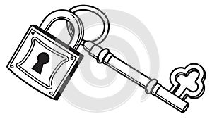 Secure padlock with key, symbolizing strong protection. vector design Generative AI
