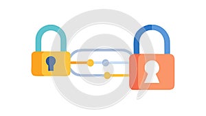 Secure Padlocks Network Security Chain, vector design Generative AI