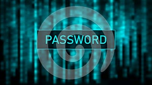 Secure password. Cyber attack. Digital background green matrix. Binary computer code. Vector Illustration