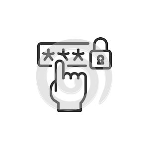 Secure Password Input line icon