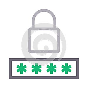 Secure password thin color line vector icon