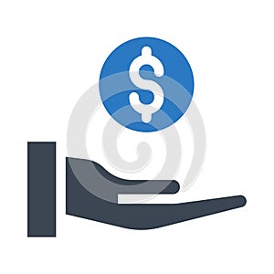 Secure pay glyph color vector icon