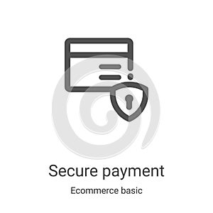 secure payment icon vector from ecommerce basic collection. Thin line secure payment outline icon vector illustration. Linear