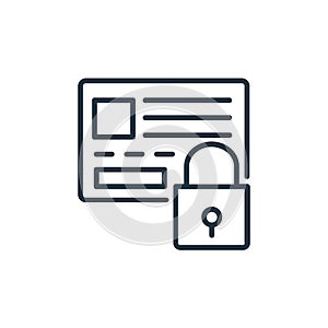 secure payment vector icon isolated on white background. Outline, thin line secure payment icon for website design and mobile, app