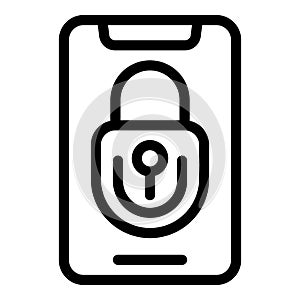 Secure phone glass icon outline vector. Safeguarding cellular cover