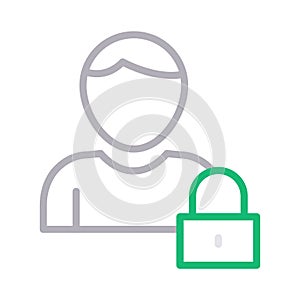 Secure profile thin color line vector icon