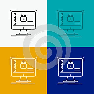 secure, protection, safe, system, data Icon Over Various Background. Line style design, designed for web and app. Eps 10 vector