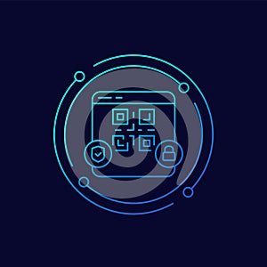 Secure qr code payment icon, linear design