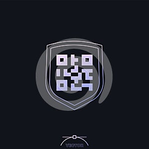 Secure qr code payment icon, vector