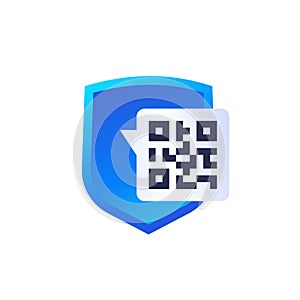 Secure qr code payment vector icon with shield