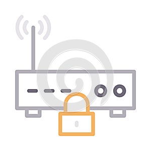 Secure router thin line color vector icon