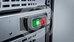 Secure Server Access with Green Lock Light Indicator