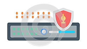 Secure server protection: Cybersecurity and data infrastructure, vector design Generative AI