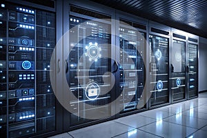 A secure server room with multiple layers of protection