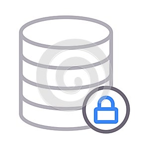 Secure server thin color line vector icon