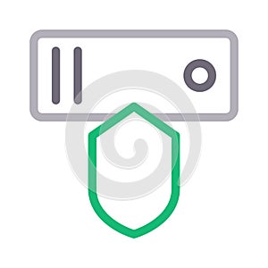 Secure server thin line color vector icon