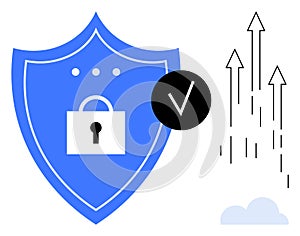 Secure Shield with Lock and Checkmark Representing Data Protection and Growth