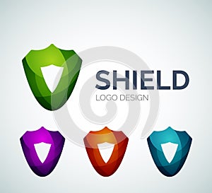 Secure shield logo design made of color pieces