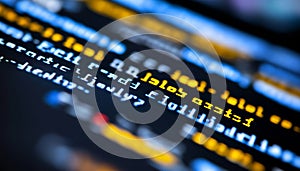 Secure Software Development Code Displayed on a Computer Screen, Abstract Technology Background.