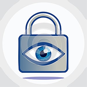 Secure Surveillance Padlock with Blue Eye Vector Icon