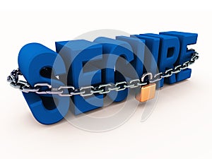 Secure text with chains and lock photo