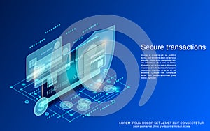 Secure transactions, money protection, financial security, online banking vector concept