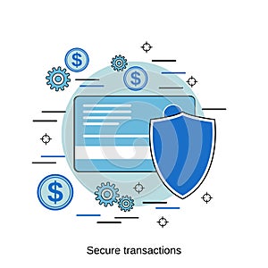 Secure transactions, money protection, financial security, online banking vector concept