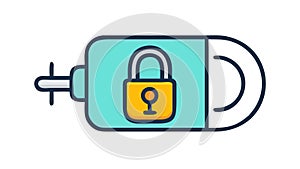 Secure USB Drive Icon, Data Storage Encryption, vector design Generative AI