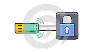 Secure USB Drive Padlock Icon for Encrypted Storage Vector, vector design Generative AI
