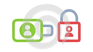 Secure User Data Icon with Padlock and Profiles, vector design Generative AI