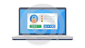 Secure User Profile on Laptop Screen Vector Illustration, vector design Generative AI