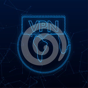 Secure VPN connection concept. Plexus style. Virtual private network connectivity overview. Vector stock illustration.