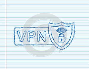 Secure VPN connection concept. sketch style. Virtual private network connectivity overview. Vector stock illustration