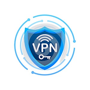 Secure VPN connection concept. Virtual private network connectivity overview. Vector stock illustration