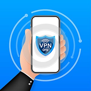 Secure VPN connection concept. Virtual private network connectivity overview. Vector stock illustration